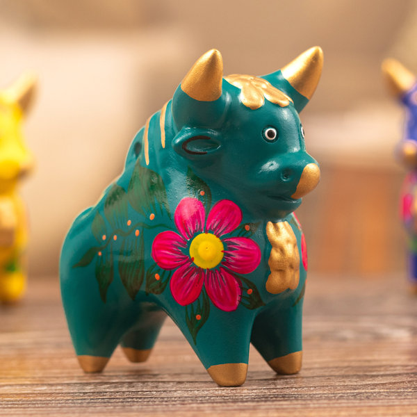 Bungalow Rose Handmade Prosperity Bull Ceramic Figurine Wayfair